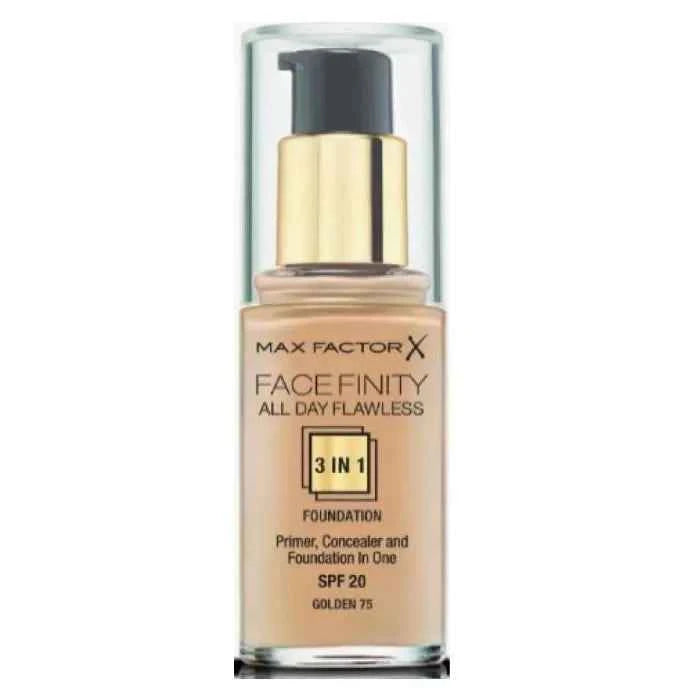 MAX Factor Facefinity 3 In 1 Primer, Concealer And – Foundation Spf20 75 Golden Unisex, 30 ml