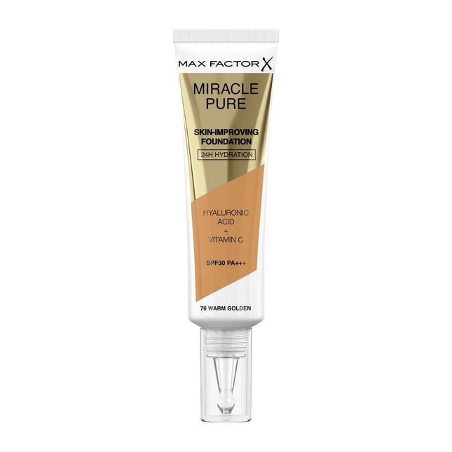 MAX Factor Miracle Pure Skin-Improving – Foundation 24h Hydration Spf30 76-Warm Golden Unisex, 30 ml