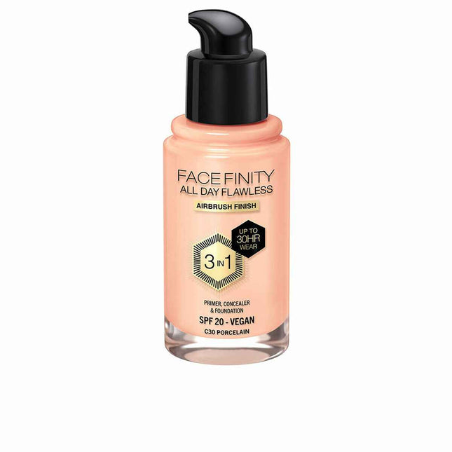MAX Factor Facefinity All Day Flawless 3 In 1 – Foundation C30-Porcelain Unisex, 30 ml