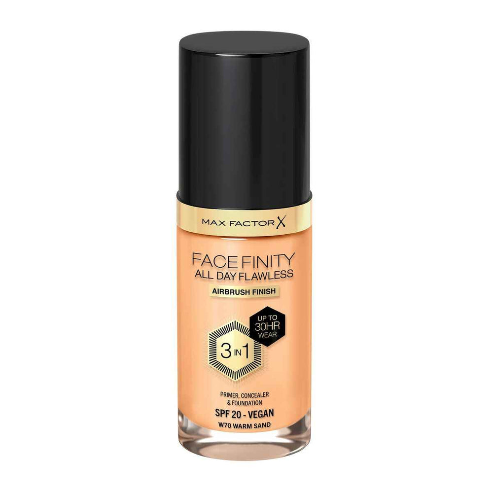 MAX Factor Facefinity 3in1 Primer, Concealer y – Foundation 70-Warm Sand Unisex, 30 ml