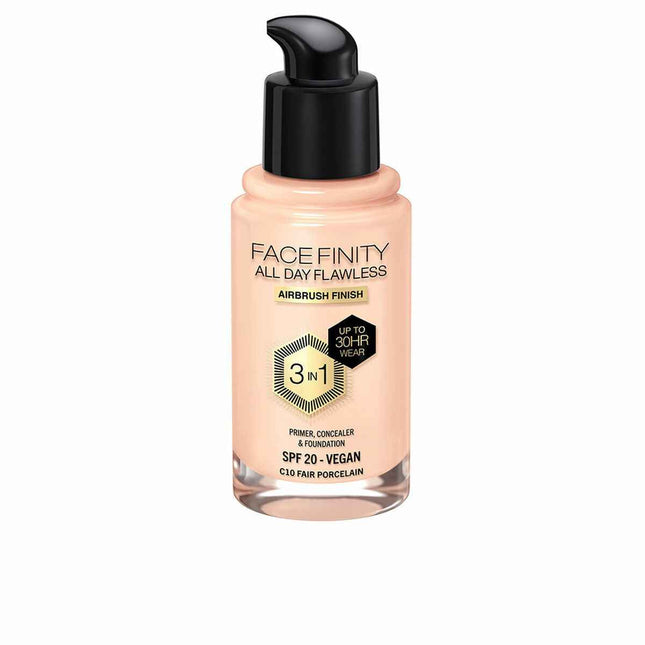 MAX Factor Facefinity All Day Flawless 3 In 1 – Foundation C10-Fair Porcelain Unisex, 30 ml