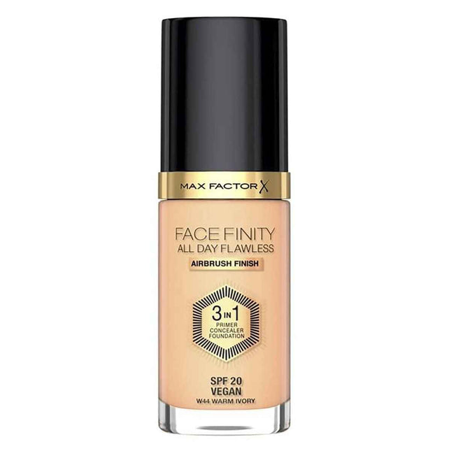 MAX Factor Facefinity 3in1 Primer, Concealer y – Foundation 44-Warm Ivory Unisex, 30 ml