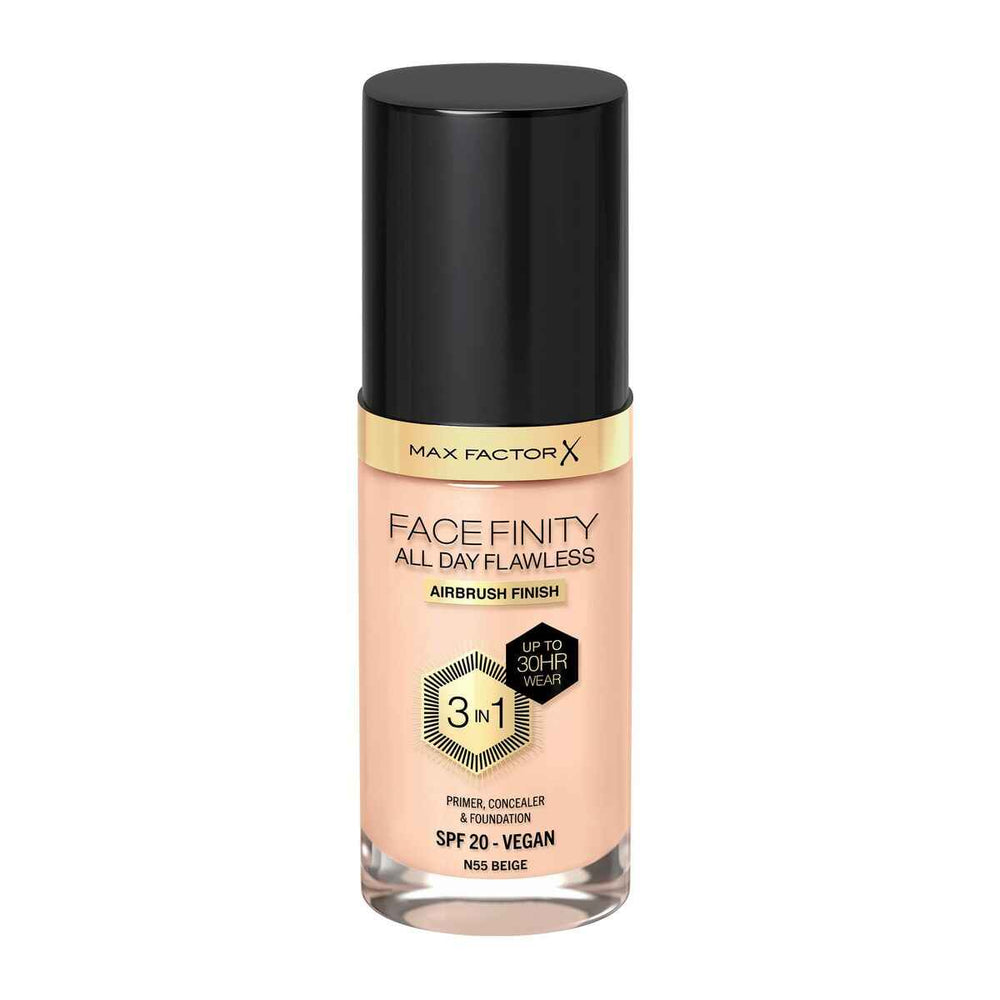 MAX Factor Facefinity 3in1 Primer, Concealer y – Foundation 55-Beige Unisex, 30 ml