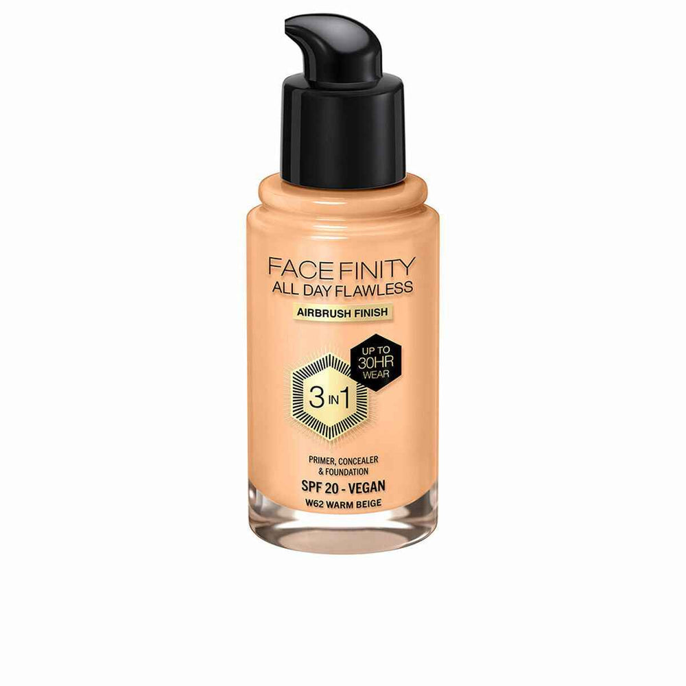 MAX Factor Facefinity All Day Flawless 3 In 1 – Foundation W62-Warm Beige Unisex, 30 ml