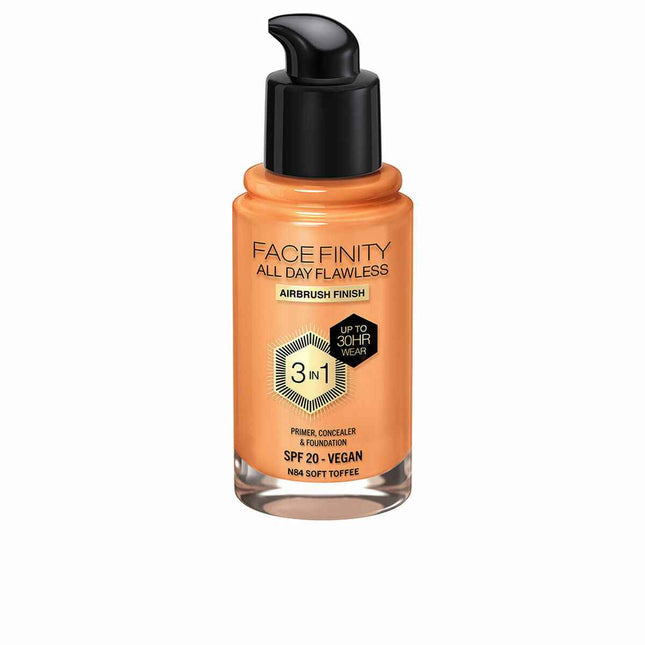 MAX Factor Facefinity All Day Flawless 3 In 1 – Foundation N84-Soft Toffee Unisex, 30 ml