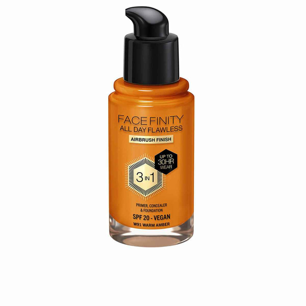 MAX Factor Facefinity All Day Flawless 3 In 1 – Foundation W91-Warm Amber Unisex, 30 ml