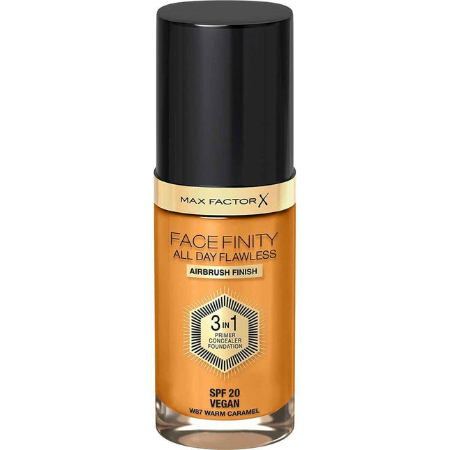 MAX Factor Facefinity All Day Flawless 3 In 1 – Foundation 87-Warm Caramel Unisex, 30 ml