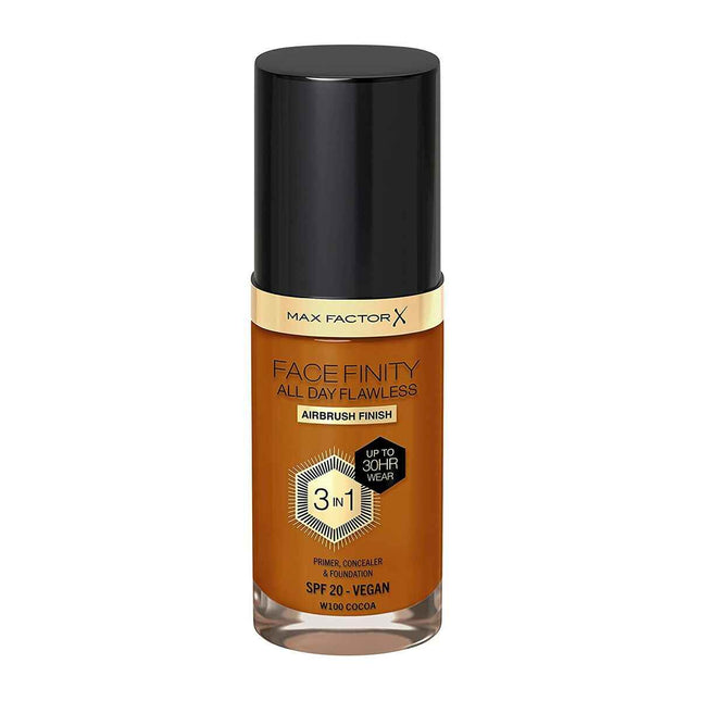 MAX Factor Facefinity All Day Flawless 3 In 1 – Foundation 100-Cocoa Unisex, 30 ml