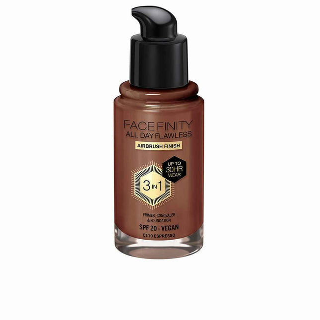 MAX Factor Facefinity All Day Flawless 3 In 1 – Foundation C110-Espresso Unisex, 30 ml