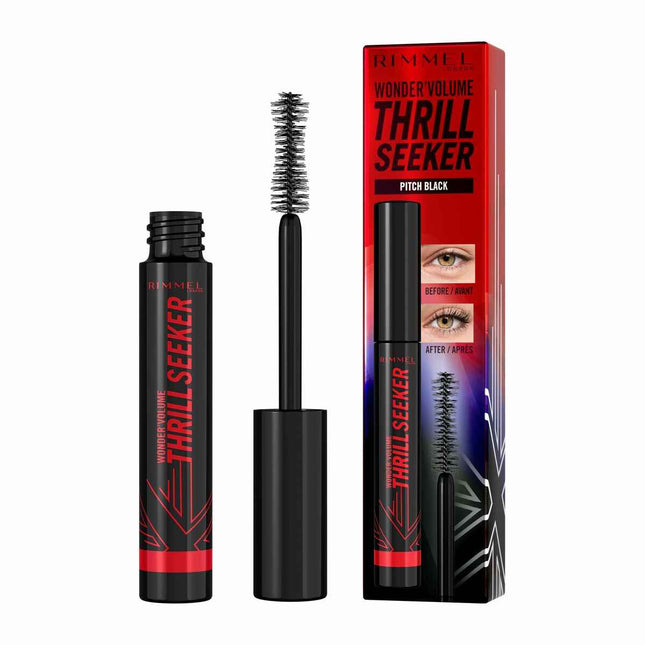 Rimmel London Wonder' Volume Thrill Seeker Máscara De Pestañas 004-Pitch Black Unisex, 8 ml