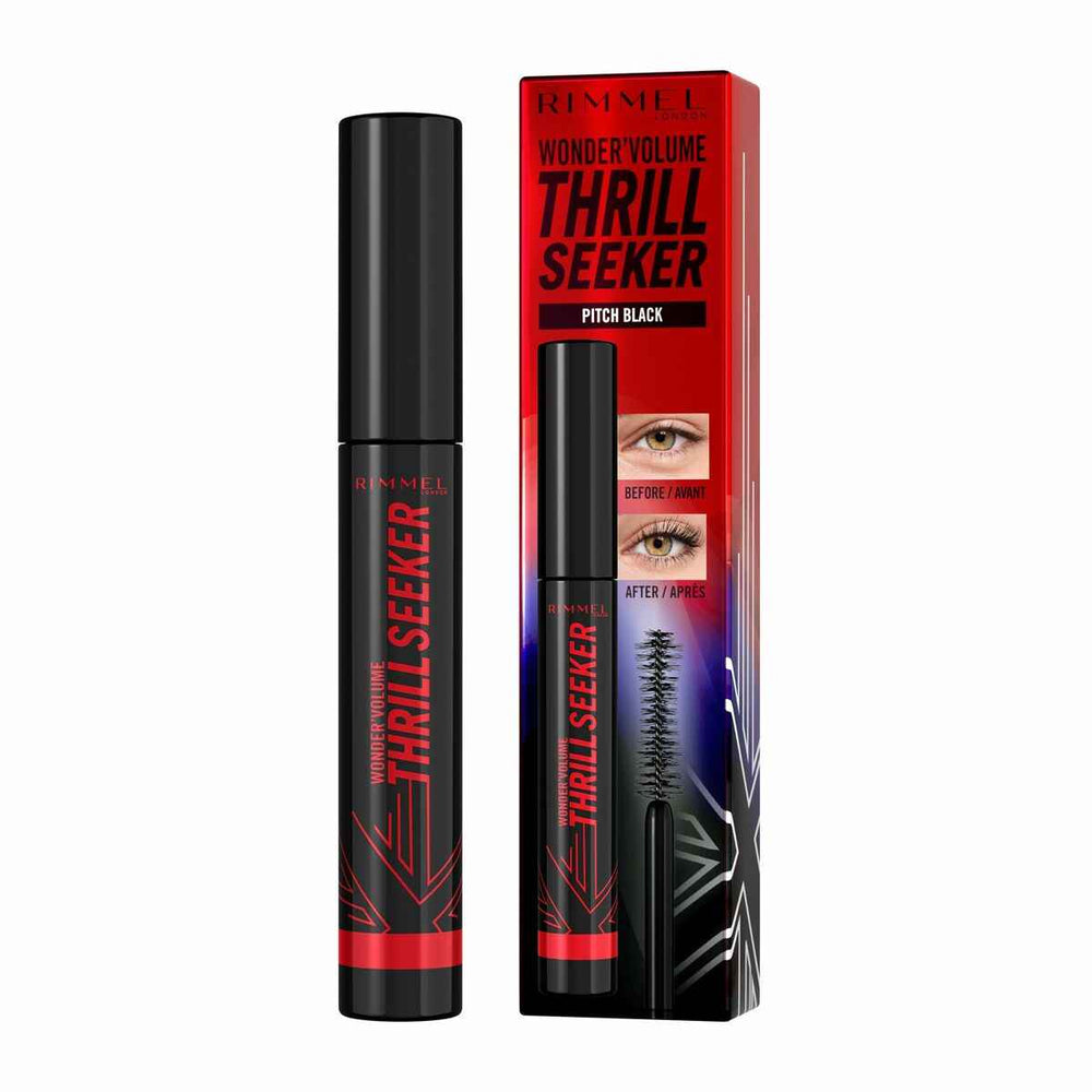 Rimmel London Wonder' Volume Thrill Seeker Máscara De Pestañas 004-Pitch Black Unisex, 8 ml