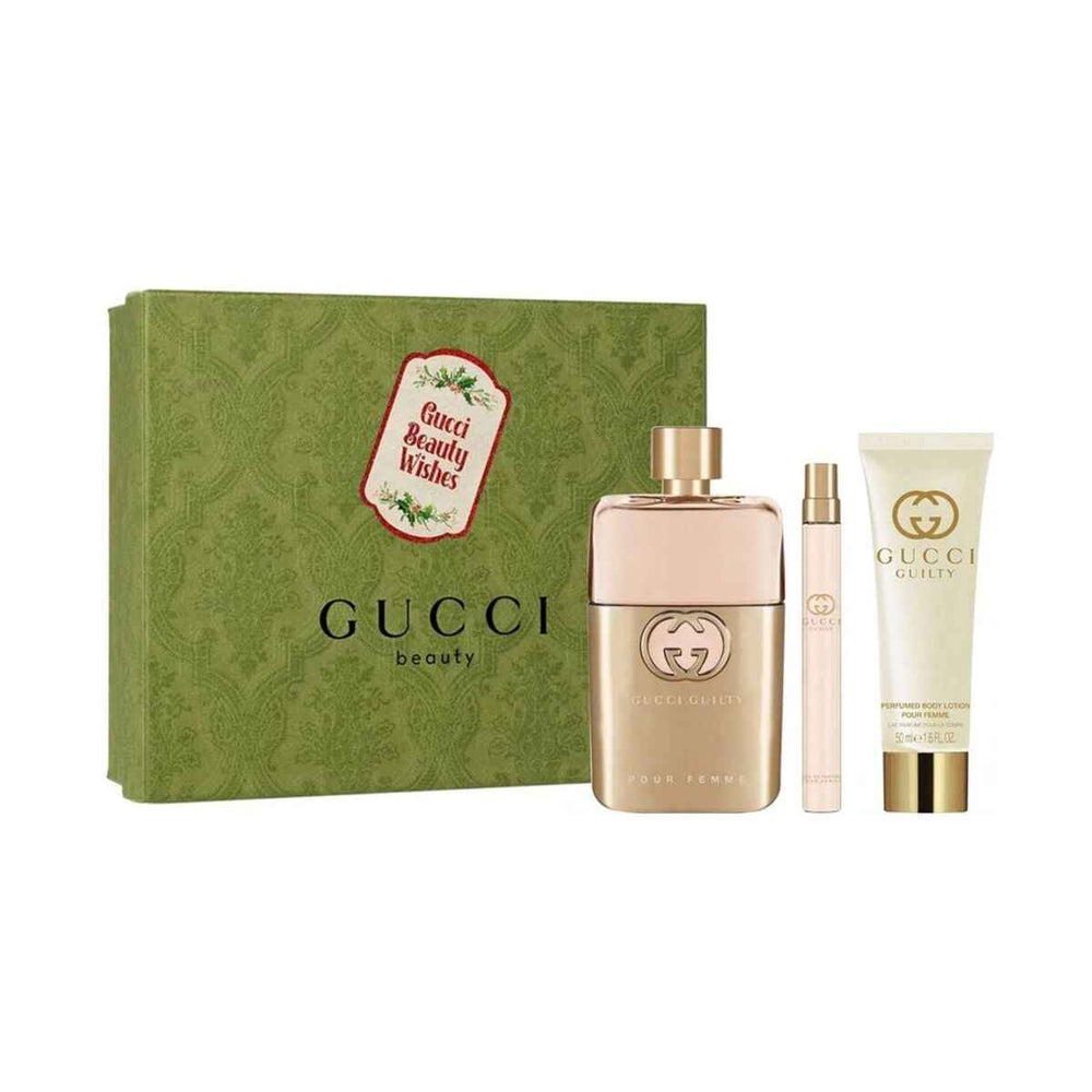 Set Gucci Guilty – Eau de Parfum Unisex 90 ml Mini 10 ml Body 50 ml@