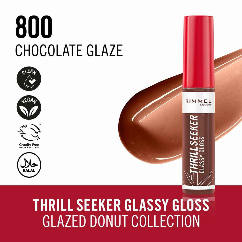 Rimmel London Thrill Seeker Brillo Labial 800-Chocolate Glaze Unisex, 10 ml