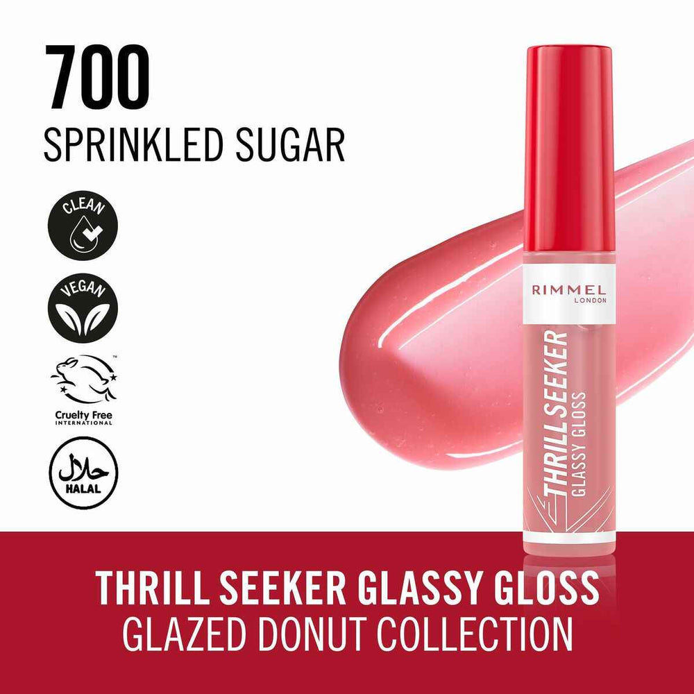 Rimmel London Thrill Seeker Brillo Labial 700-Sprinkled Sugar Unisex, 6 ml