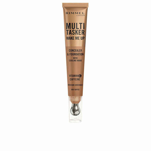 Rimmel London Multitasker Wake Me Up Corrector y Base De Maquillaje Toffee Unisex, 20 ml