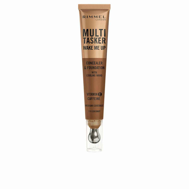 Rimmel London Multitasker Wake Me Up Corrector y Base De Maquillaje Warm Coconut Unisex, 20 ml