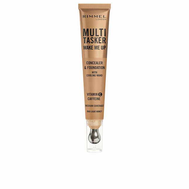 Rimmel London Multitasker Wake Me Up Corrector y Base De Maquillaje Light Honey Unisex, 20 ml