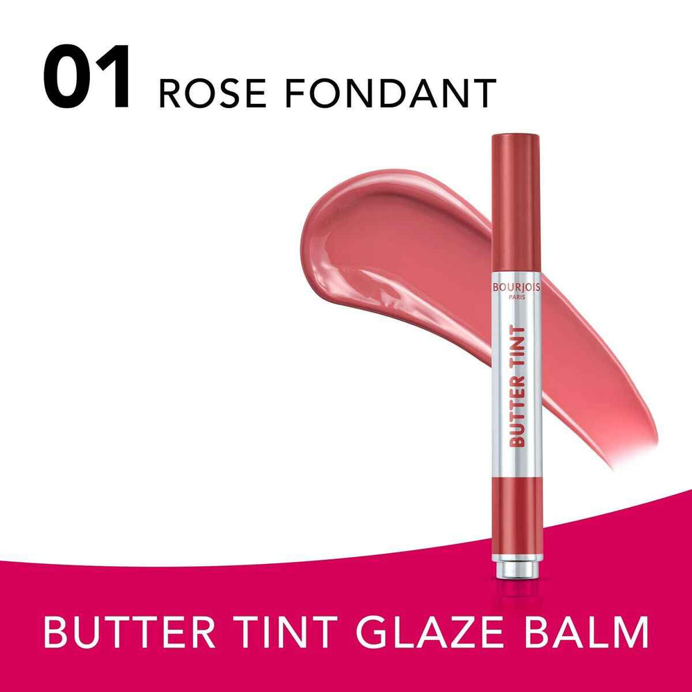 Bourjois Butter Tint Lip Glaze Bálsamo Labial 01-Rose Fondant Unisex, 2 g
