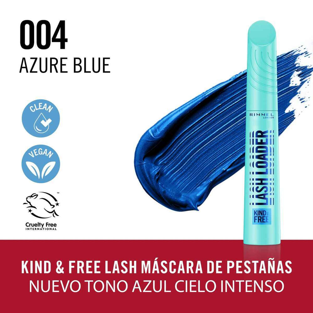 Rimmel London Kind y Free Lash Loader Máscara De Pestañas 004-Azure Blue, 9,5 ml