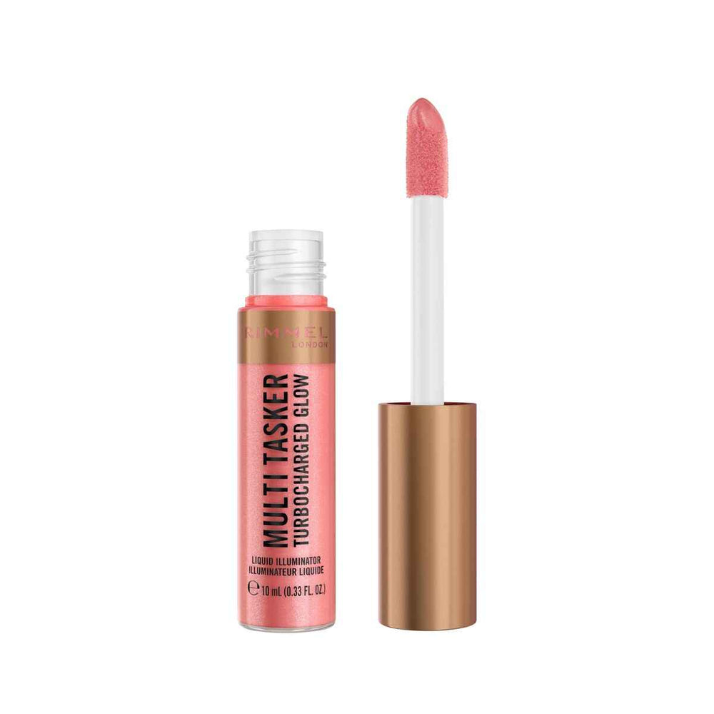 Rimmel London Multi Tasker Turbocharged Iluminador Líquido 002-Rosy Rebel, 10 ml