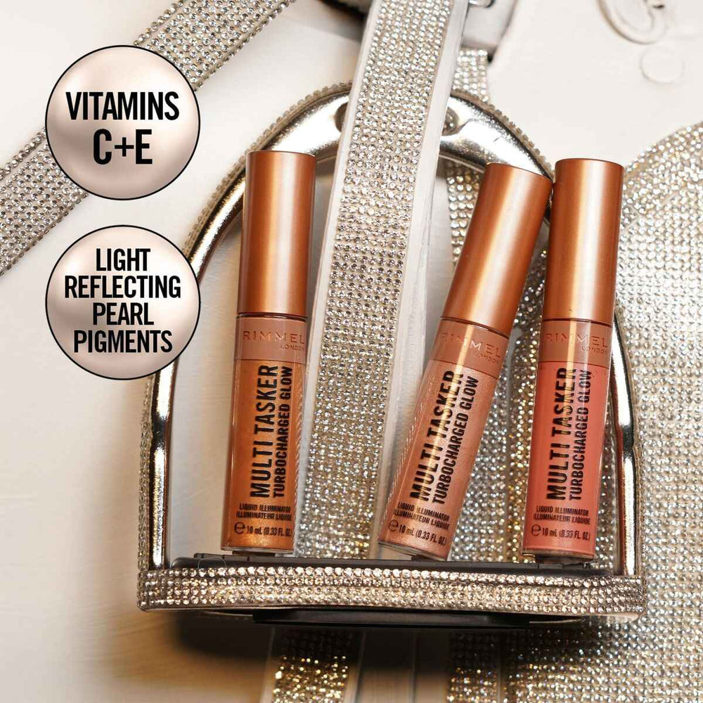 Rimmel London Multi Tasker Turbocharged Iluminador Líquido 008-It's Giving Bronze, 10 ml