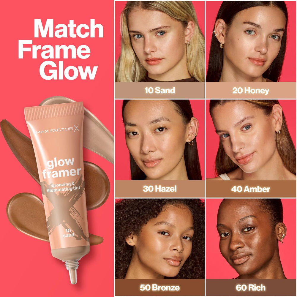MAX Factor Glow Framer Tinte Bronceador e Iluminador 40-Amber, 30 ml