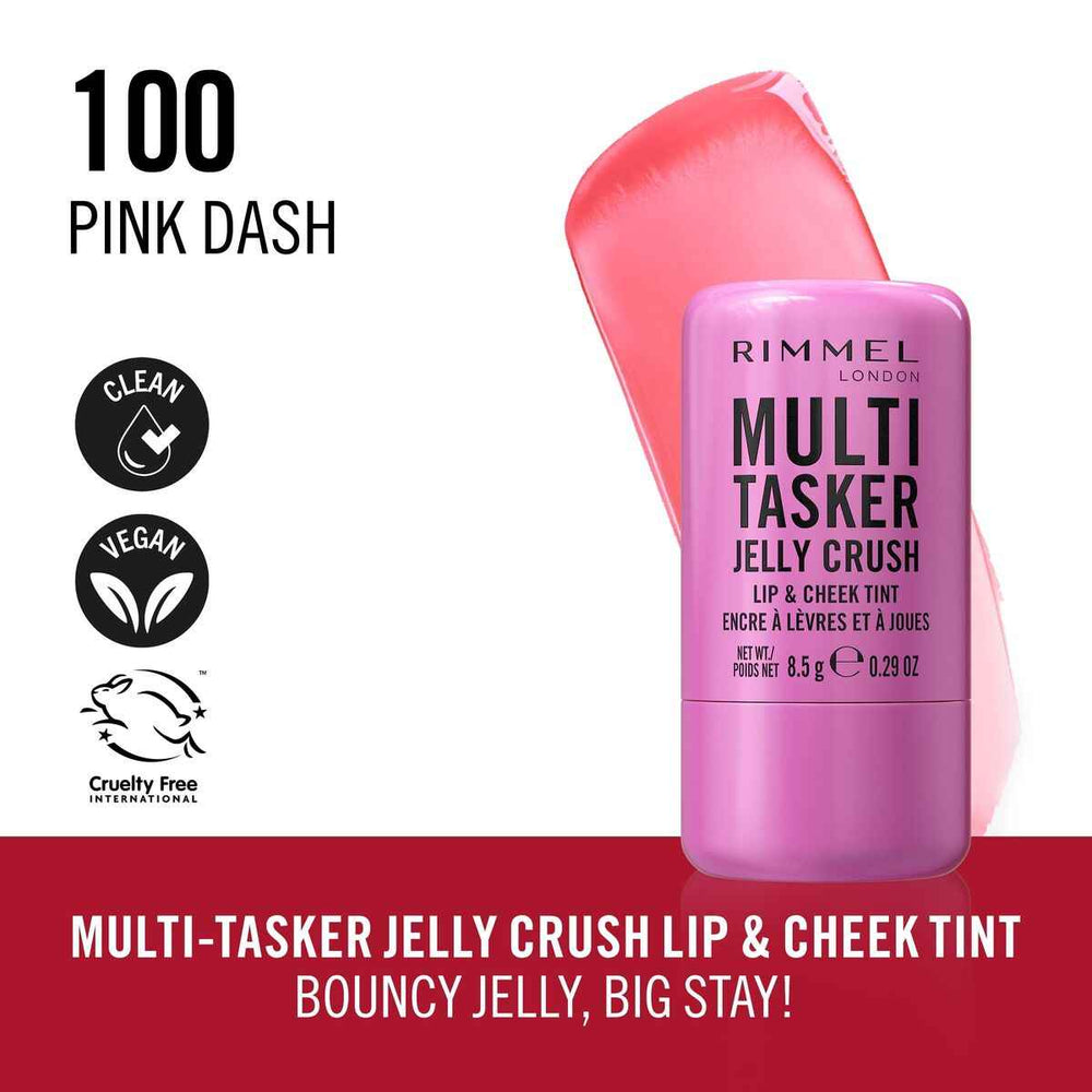 Rimmel London Multitasker Jelly Crush Colorete y Pintalabios En Stick 100-Pink Dash Unisex, 8,5 g