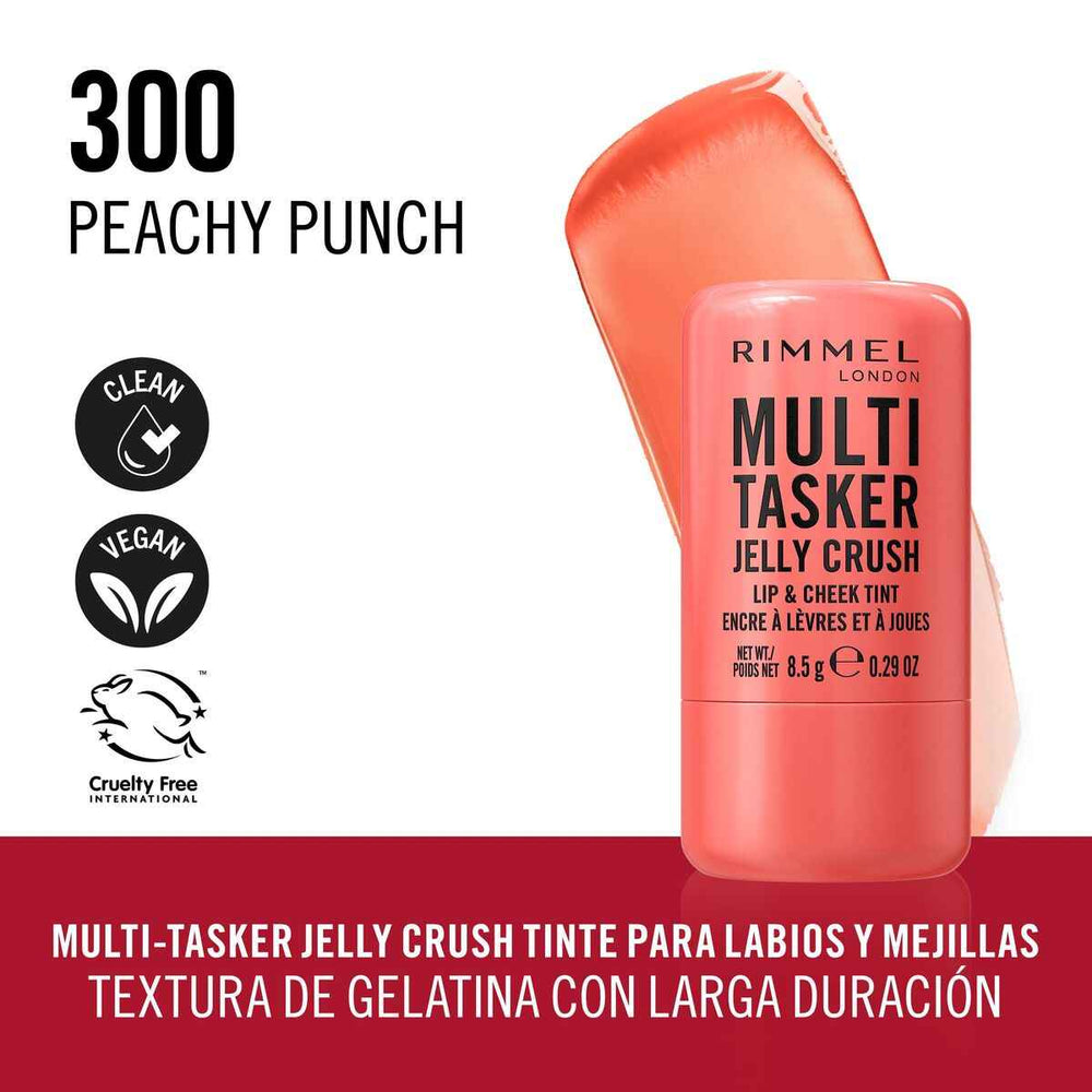 Rimmel London Multitasker Jelly Crush Colorete y Pintalabios En Stick 300-Peachy Punch Unisex, 8,5 g