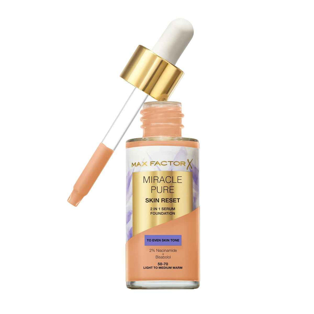 MAX Factor Miracle Pure Sérum Renovador 2 En 1 Light Medium Warm Unisex, 30 ml