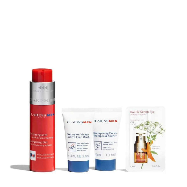 Set Clarins Men – Gel Energizante 50 ml Champu 30 ml Limpiador 30m@ Unisex