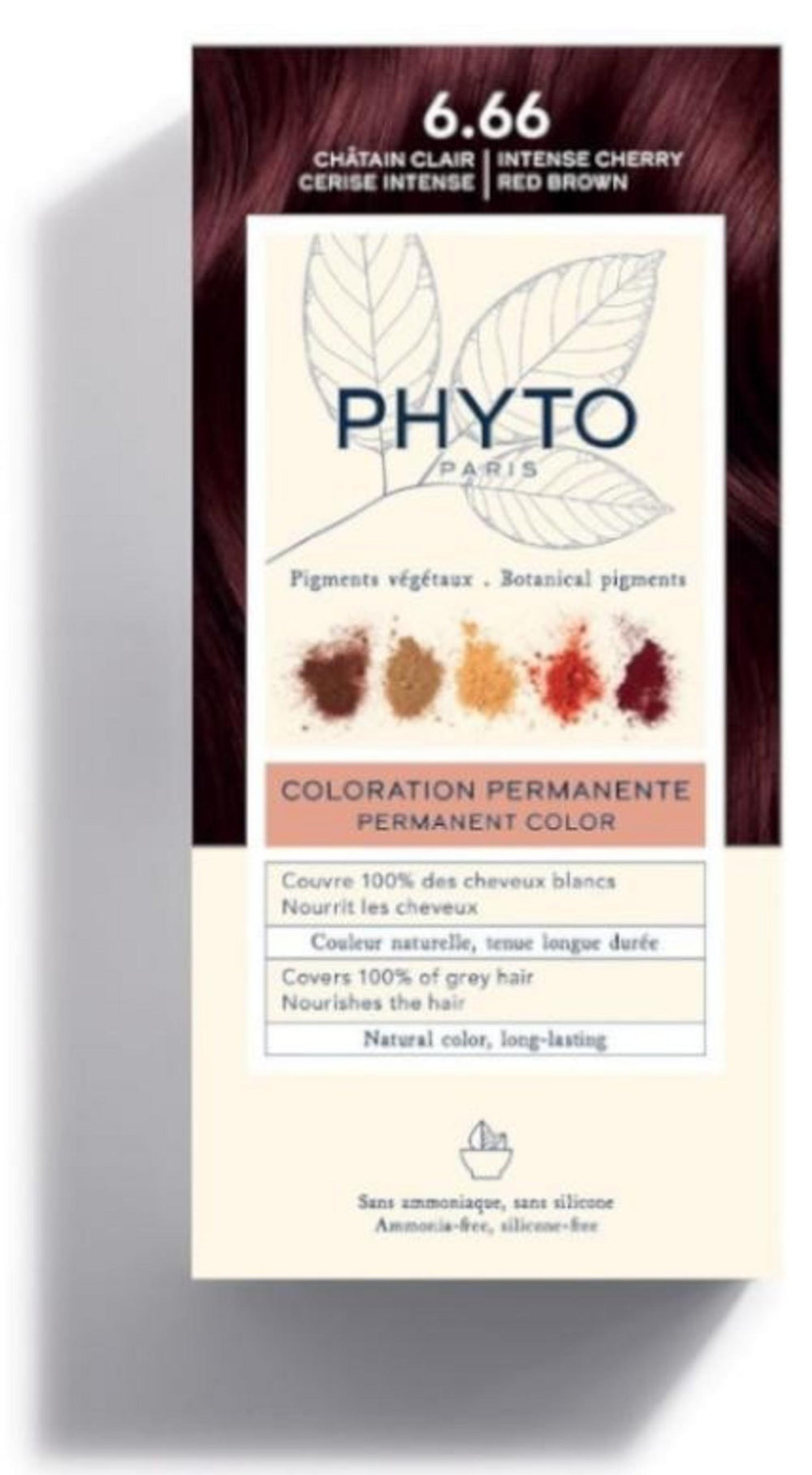 Phyto Color – Permanent Hair Dye for Women, 6.66 Intense Cherry Red Brown, 50 ml