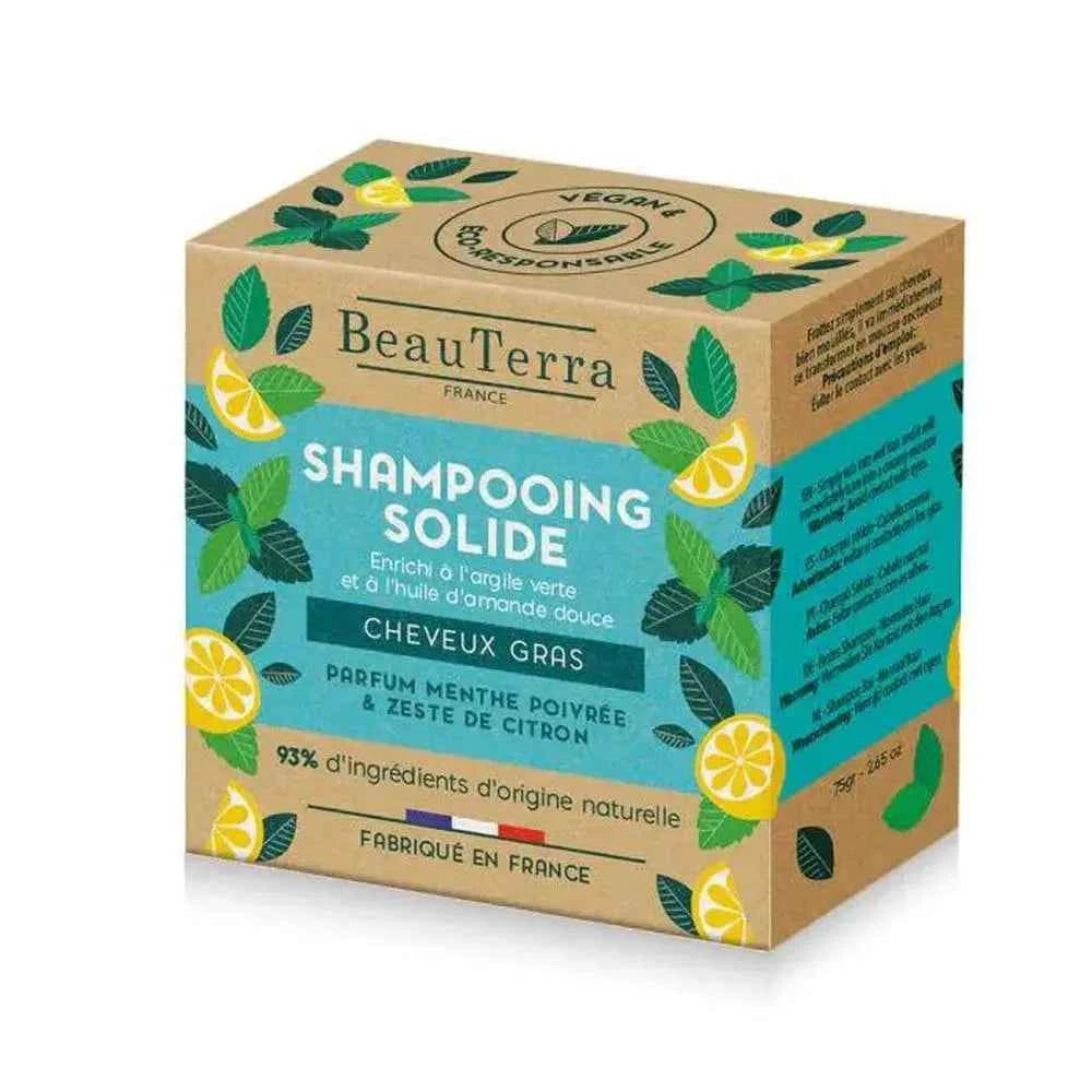 Beauterra Solide Champú De Menta y Cáscara De Limón Unisex, 75 g