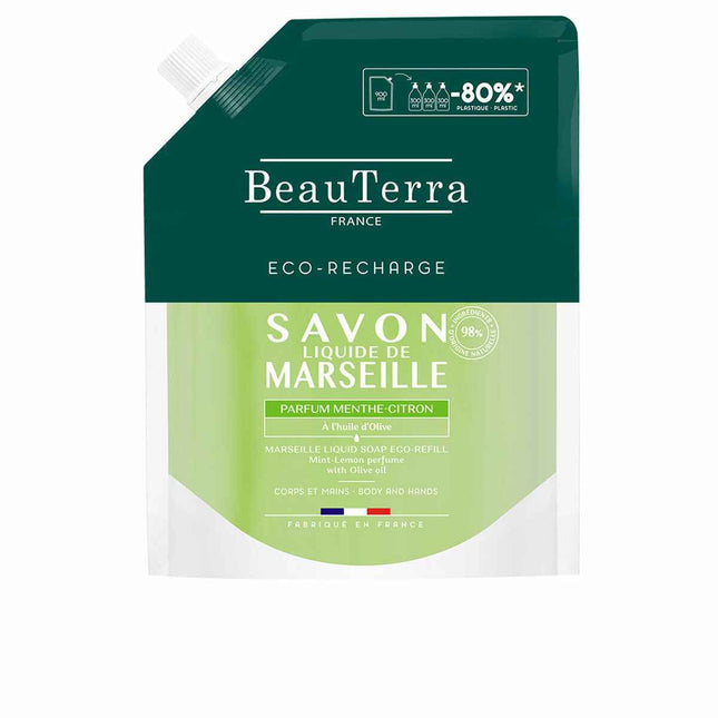 Beauterra Marseille Jabón Menta-Limón Recarga Unisex, 900 ml