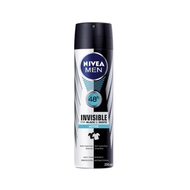 Nivea Men Invisible For Black And White Active – Deodorant Spray for Men, 200 ml