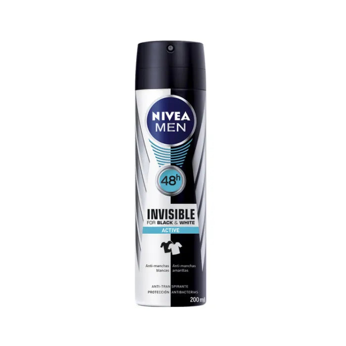 Nivea Men Invisible For Black And White Active – Deodorant Spray for Men, 200 ml