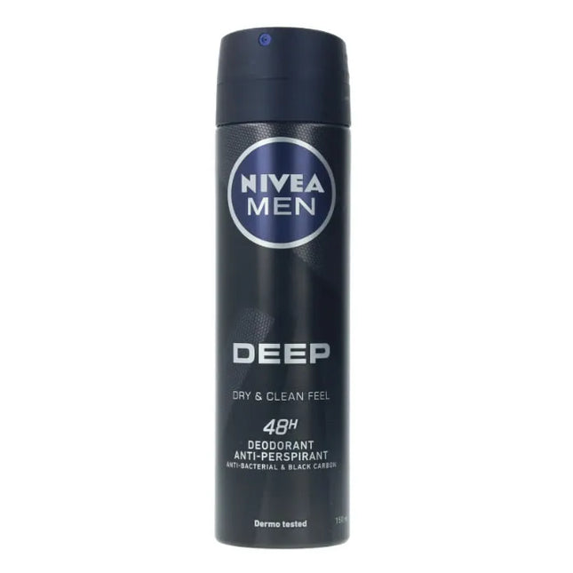 Nivea Men Deep Black Carbon – Deodorant Spray for Men, 150 ml