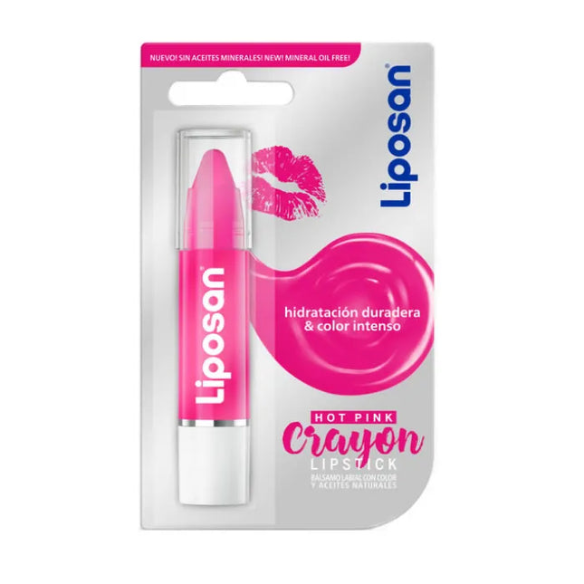 Liposan Crayon Lip Balm With Colour Hot Pink Unisex