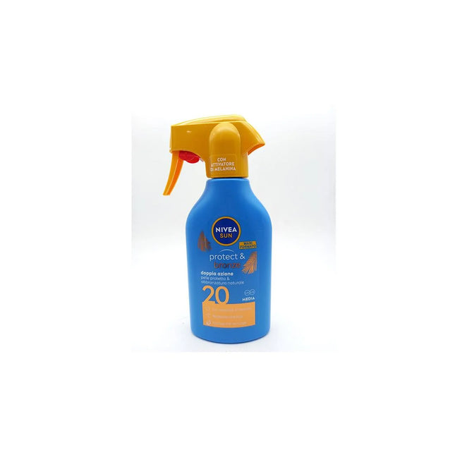 Nivea Sun Protege y Broncea Leche Solar Pistola Spf20 Unisex, 270 ml