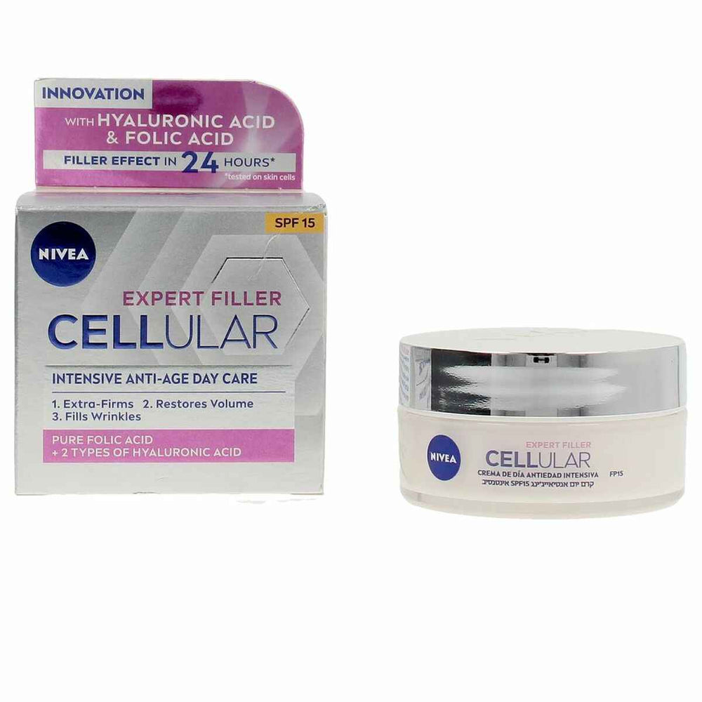 Nivea Cellular Filler Hialurónico y Fólico Crema Día Spf15 Unisex, 50 ml