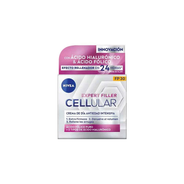 Nivea Cellular Filler Hialurónico y Fólico Crema Día Spf30 Unisex, 50 ml