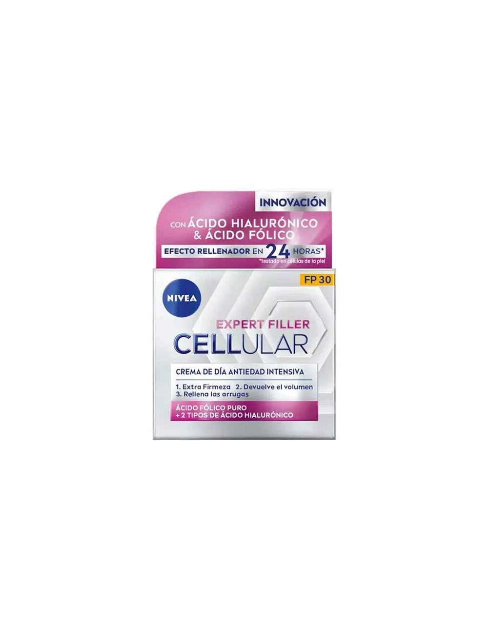 Nivea Cellular Filler Hialurónico y Fólico Crema Día Spf30 Unisex, 50 ml