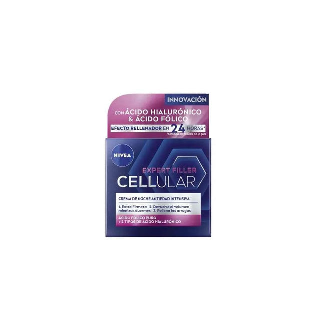 Nivea Cellular Filler Hialurónico y Fólico Crema Noche Unisex, 50 ml