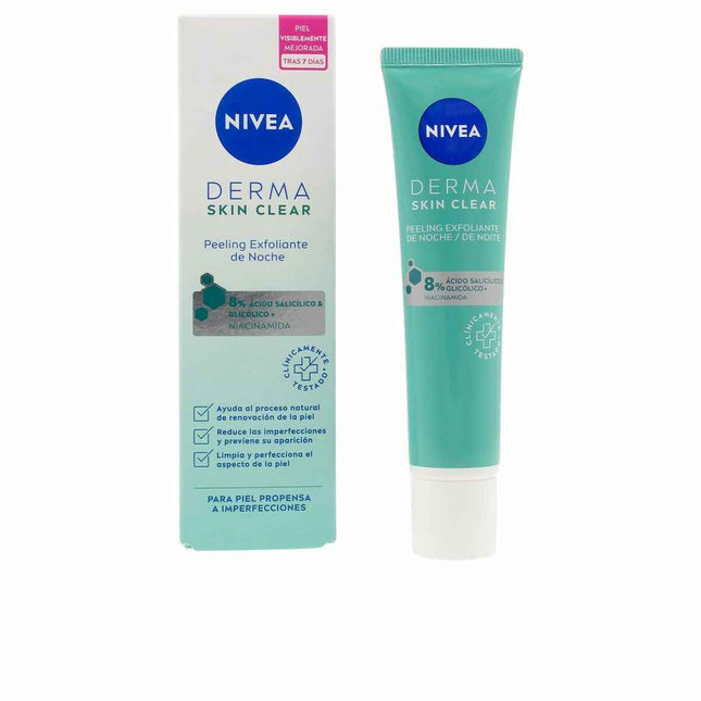 Nivea Derma Ácido Salicílico y Glicólico Peeling Exfoliante Noche Unisex, 40 ml