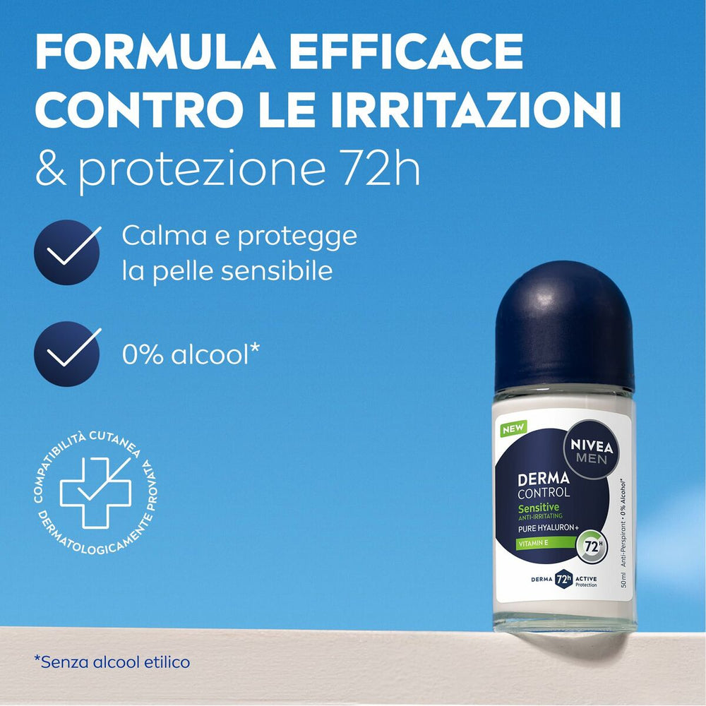 Nivea Derma Control Sensitive Desodorante Roll-On Unisex, 50 ml