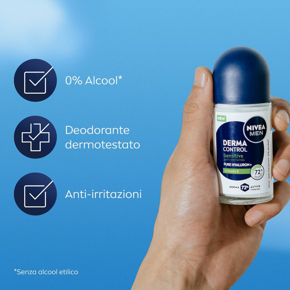 Nivea Derma Control Sensitive Desodorante Roll-On Unisex, 50 ml