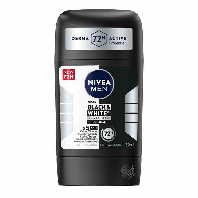 Nivea Men Black y White Invisible Original Desodorante Stick Unisex, 50 ml