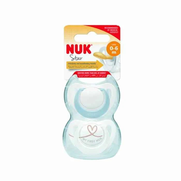 NUK Star Latex Pacifier 0–6 Months, 2 Units