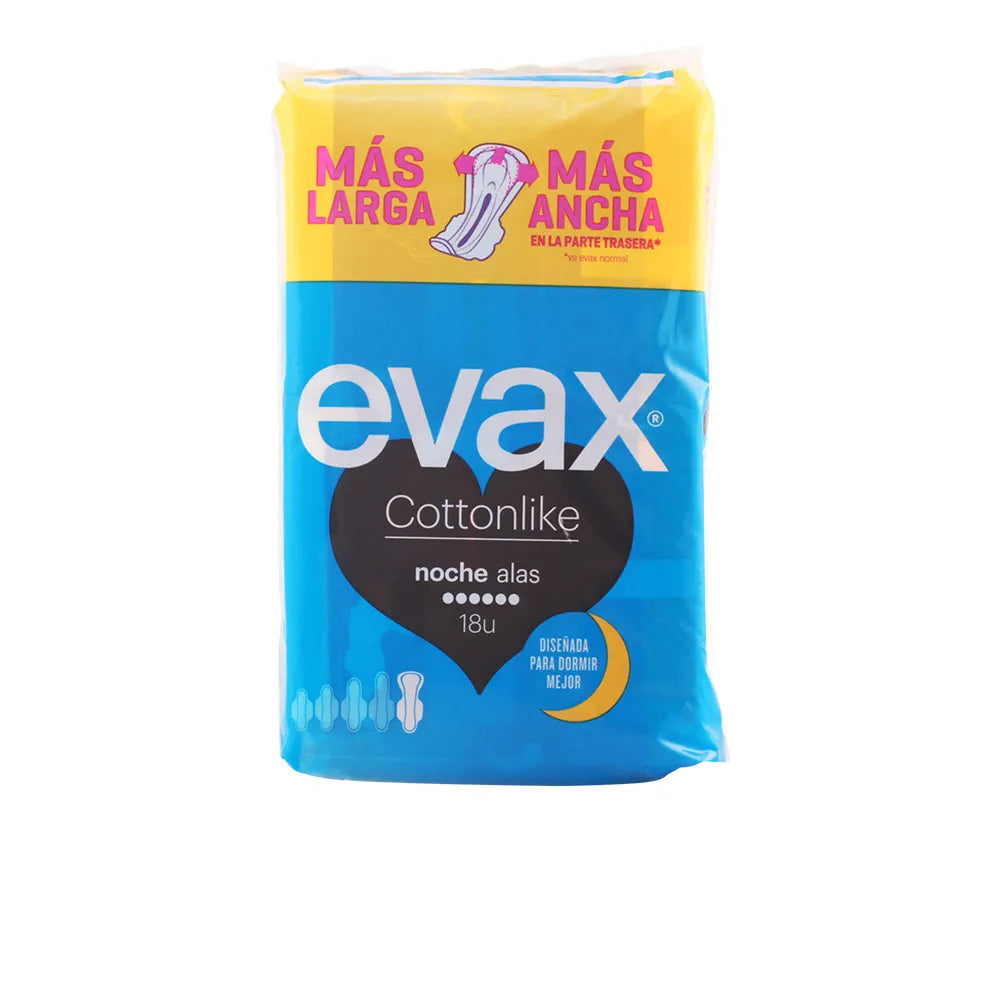 EVAX Cottonlike Night With Wings Sanitary Towels, 18 Units