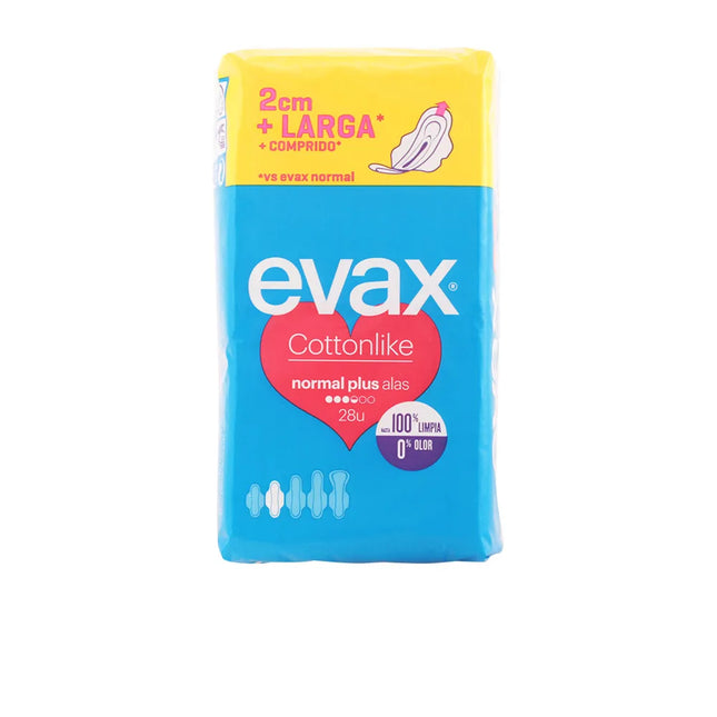 EVAX Cottonlike Normal Plus With Wings Sanitary Towels, 28 Units