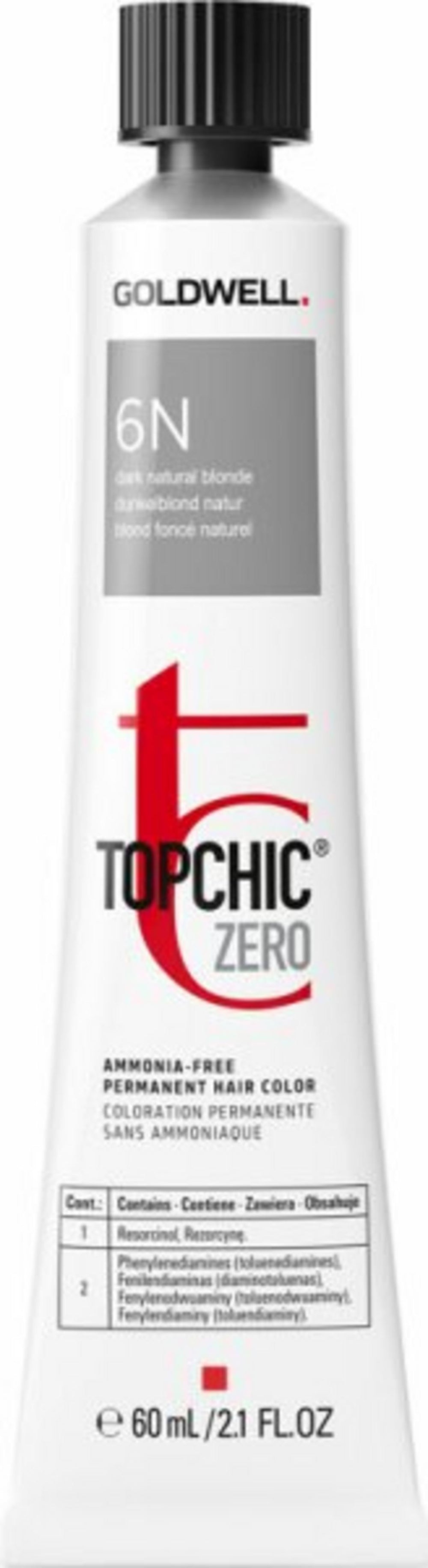 Goldwell TopChic Zero – Permanent Hair Dye for Women, 6N Dark Natural Blonde, 60 ml